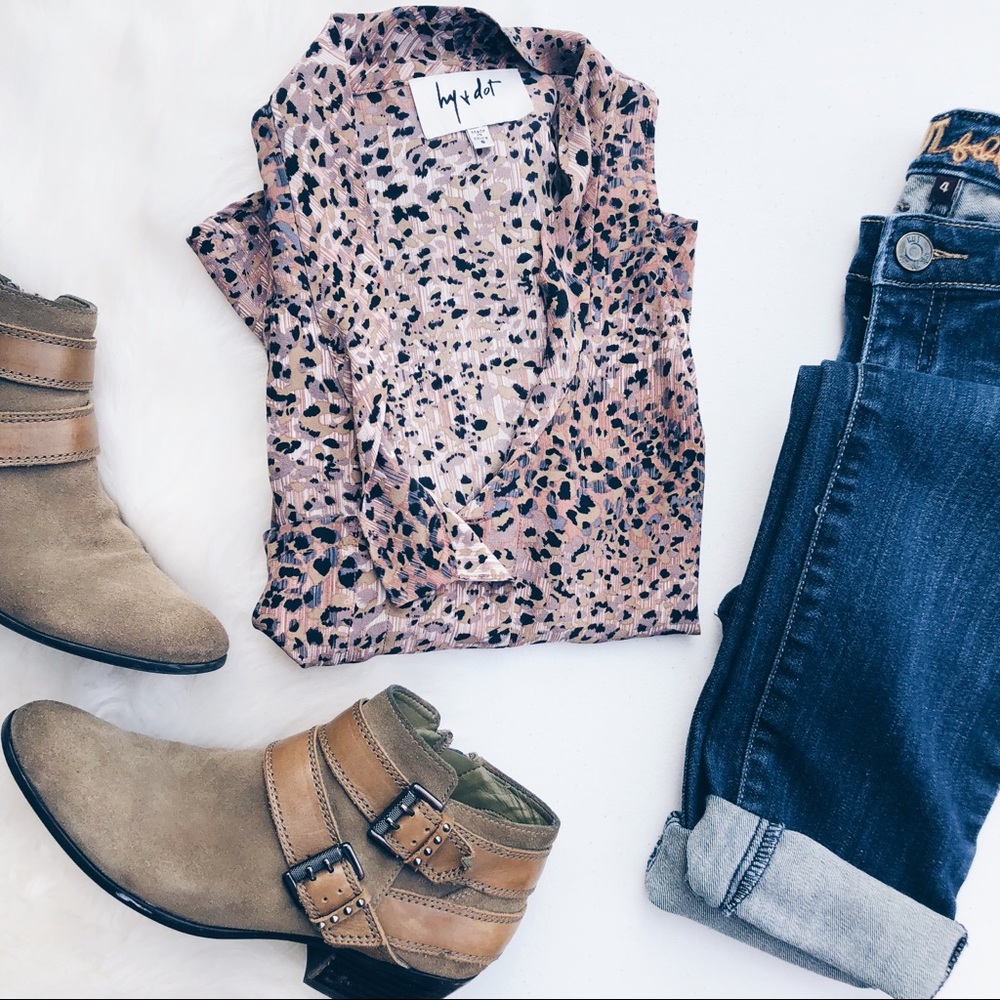 Hy + Dot blush leopard frump blouse